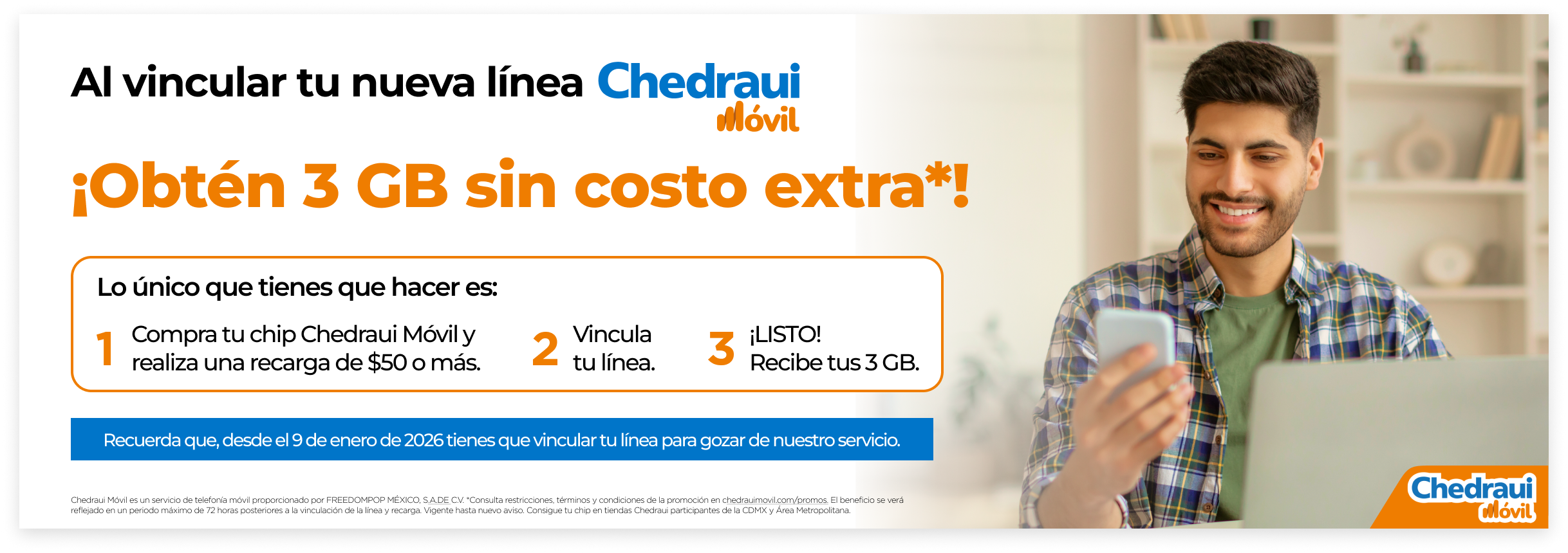 Vinculación Nuevos - Obtén 3 GB sin costo extra